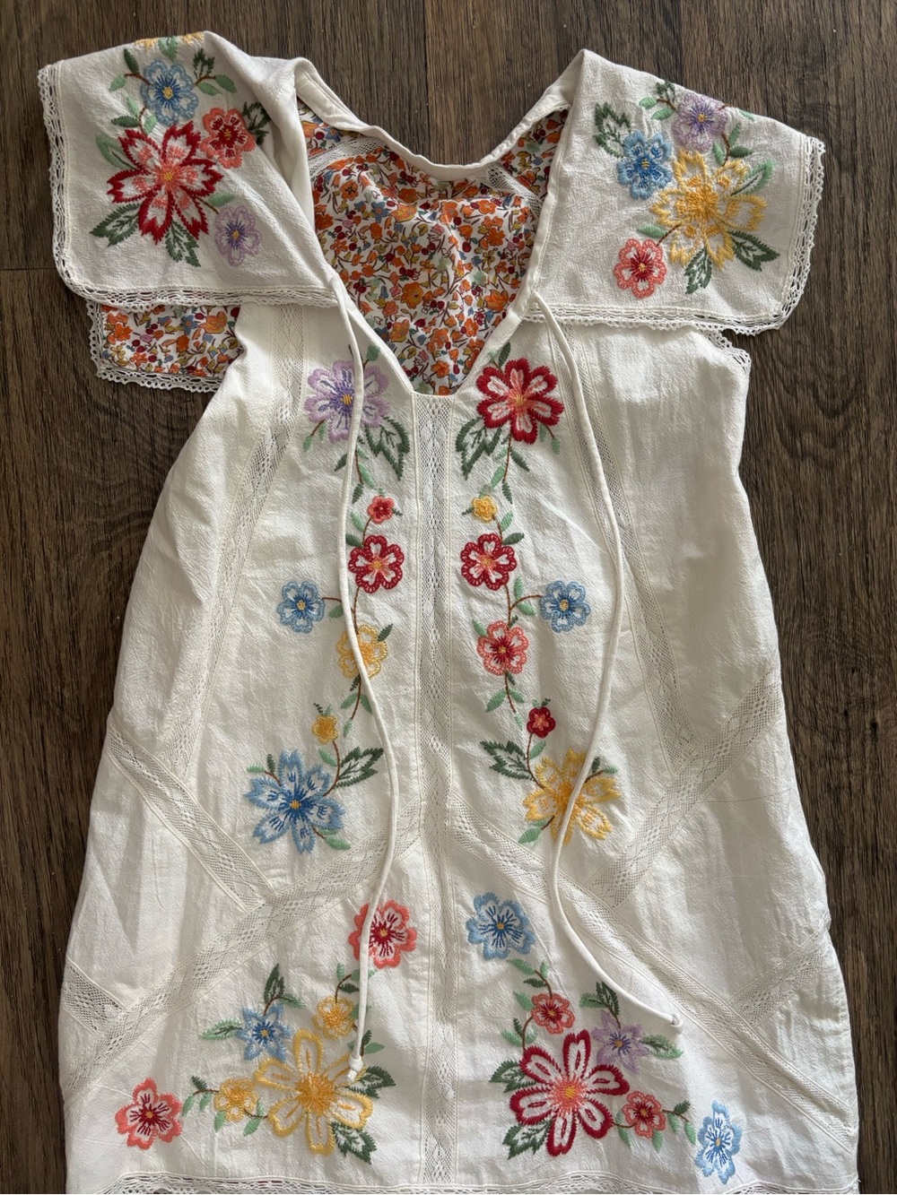 Free People White Backless Embroidered Floral Dress